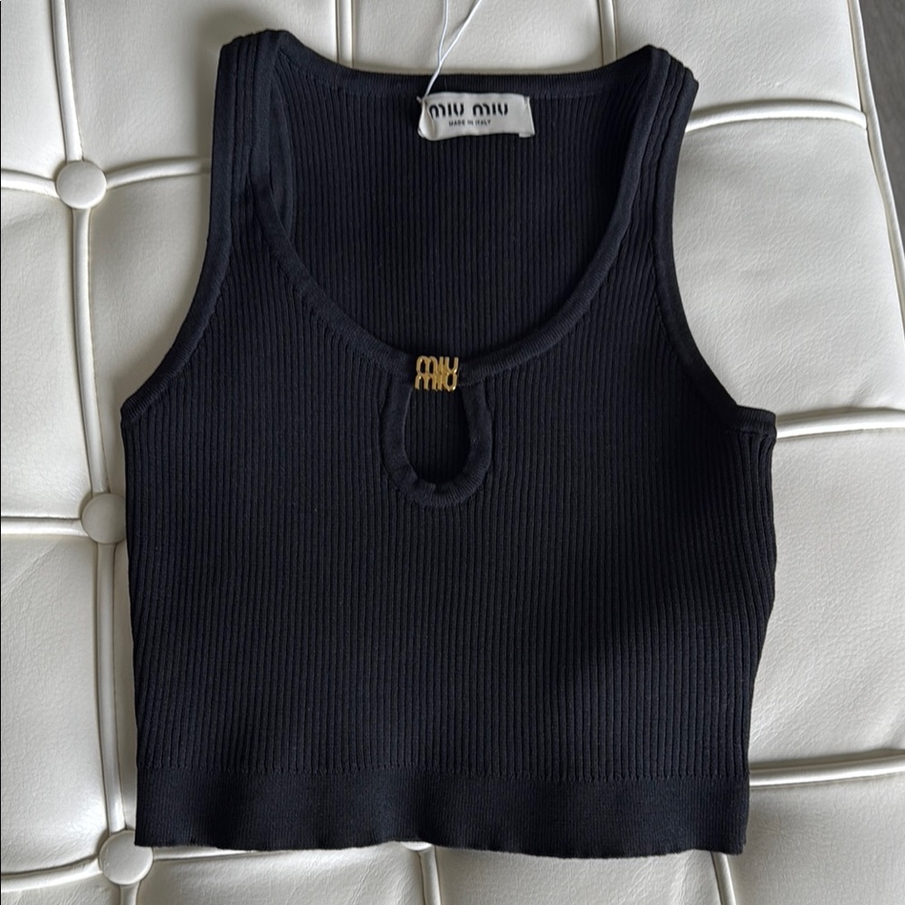 Miu Miu Black Ribbed Crop Top